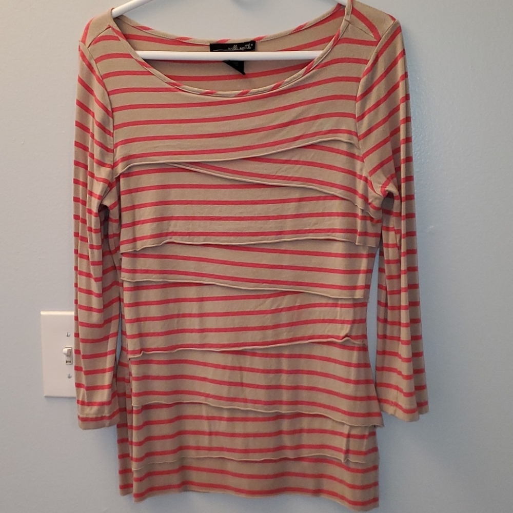 Pink and creme layered shirt, spandex fit